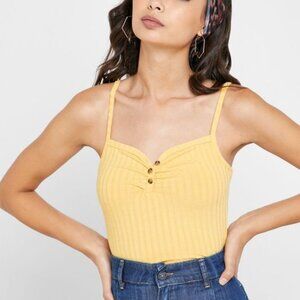 TOPSHOP Orange Ribbed Button Vest